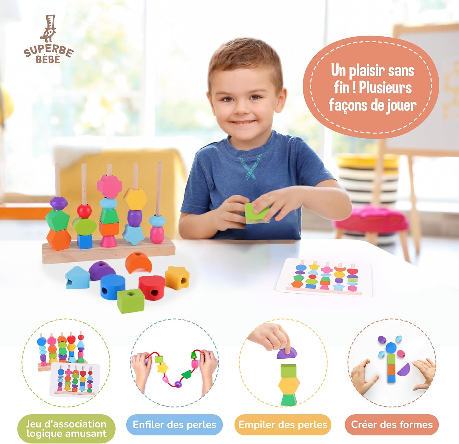 Thumbnail 2 de Jouet Montessori en Bois à Empiler et Tri pour Bébé et Enfant – SUPERBE BEBE