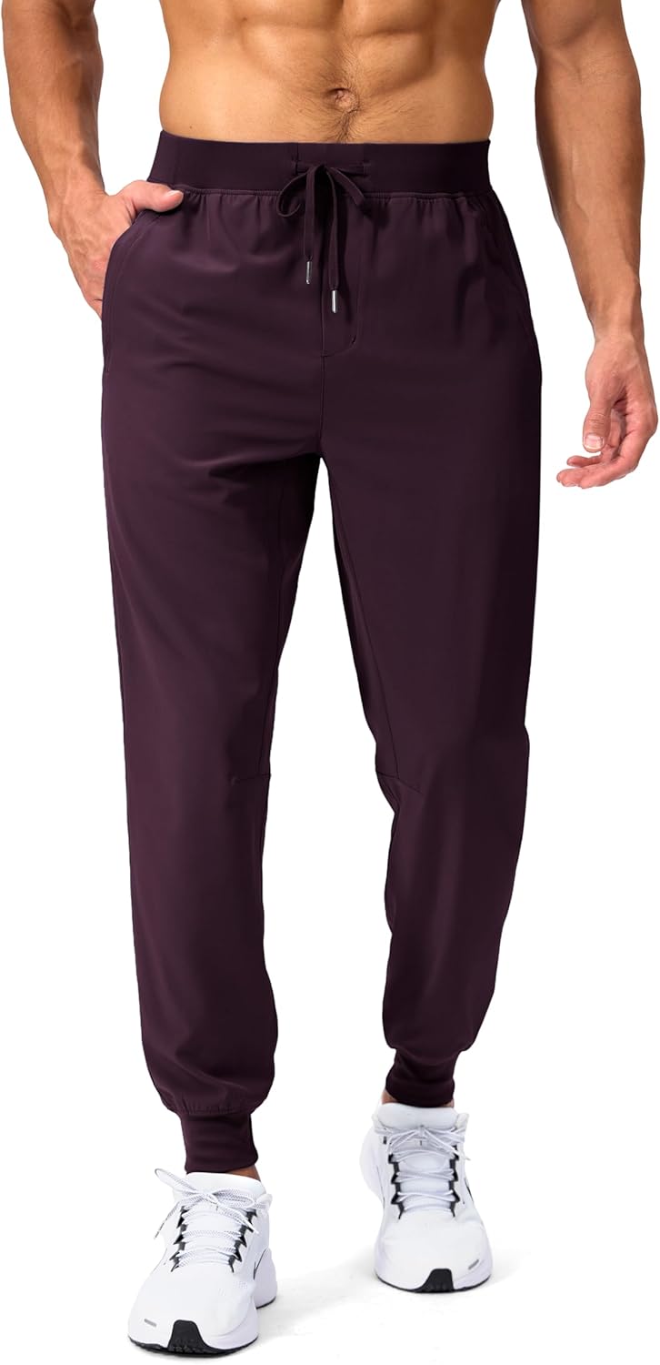 Pudolla Men's Lightweight Zipper Pocket Joggers