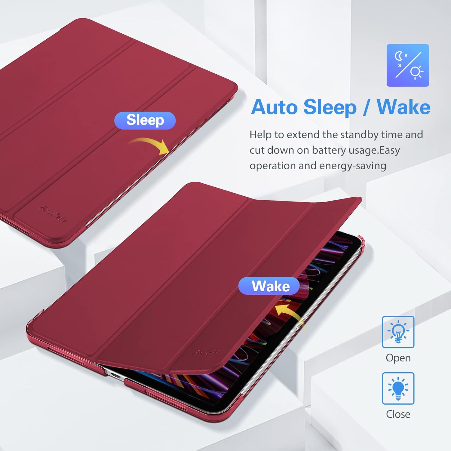 Thumbnail 6 de ProCase Smart Case for iPad Pro 11-inch, Wine