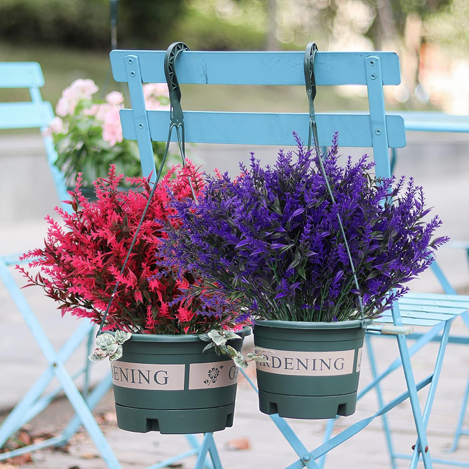 Detalle de Artificial Lavender Outdoor Flowers, 12 Bundles UV-Resistant – No Fade Faux Lavender for Porch & Garden