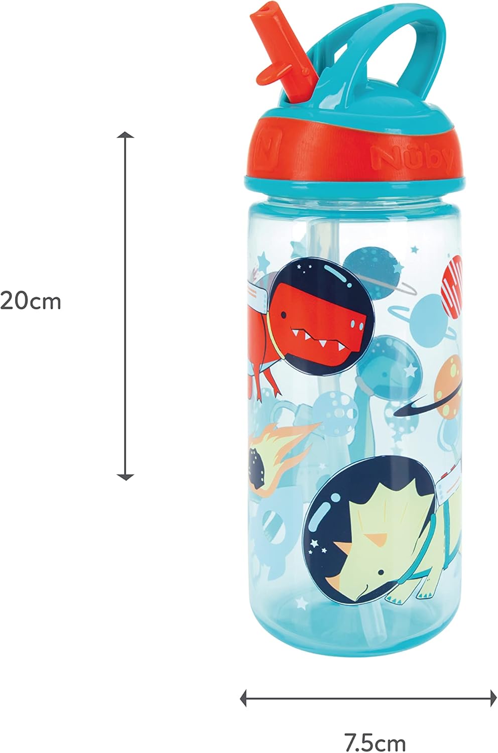 Detalle 2 de Nuby Super Flip Water Bottle - No Spill Active Toddler Sippy Cup (540ml/18oz) – 2 Pack with Carry Handle