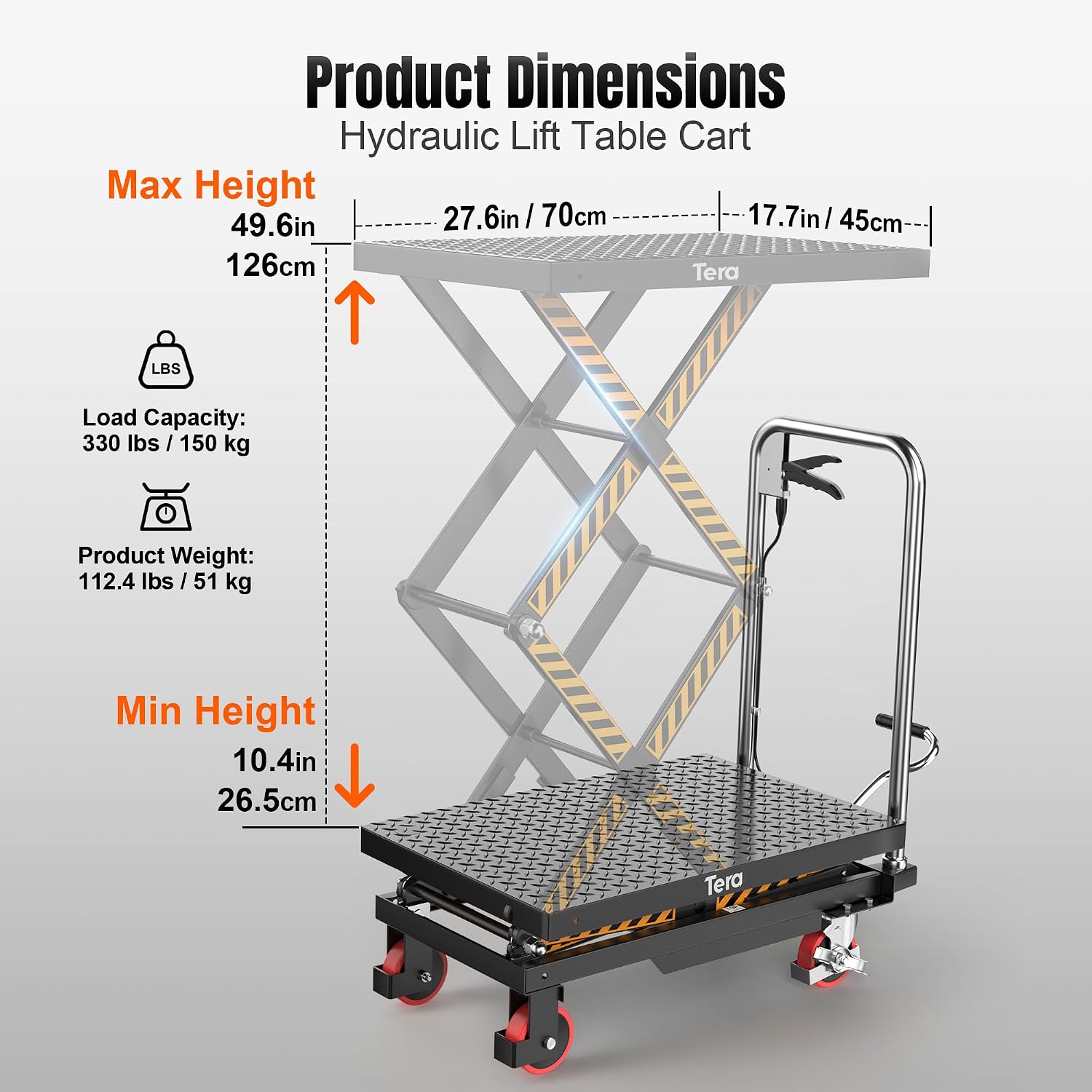 Detalle 2 de Tera Hydraulic Lift Table Cart, 330 lb