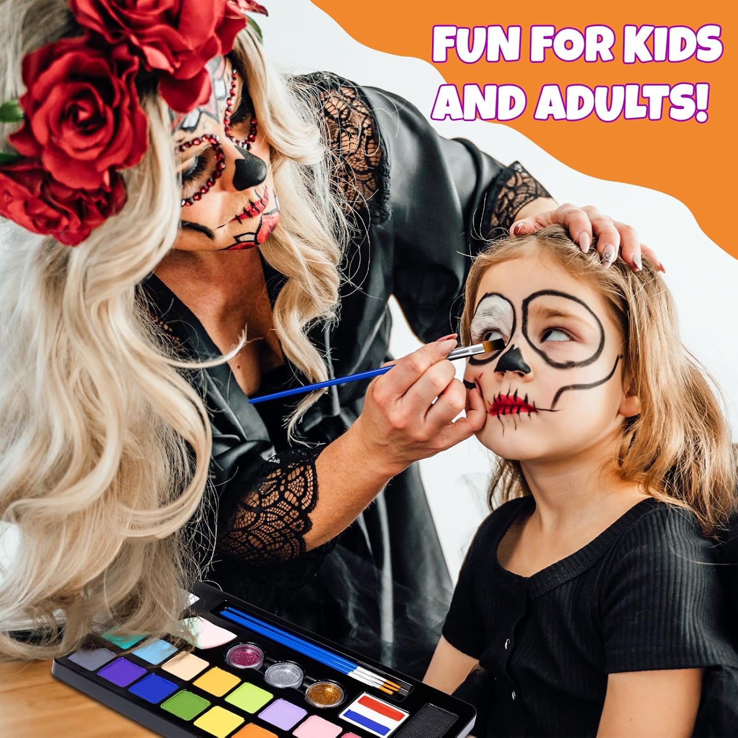 Thumbnail 4 de Face Painting Kit (20 water-based paints) with stencils, glitter and temporary tattoos for children