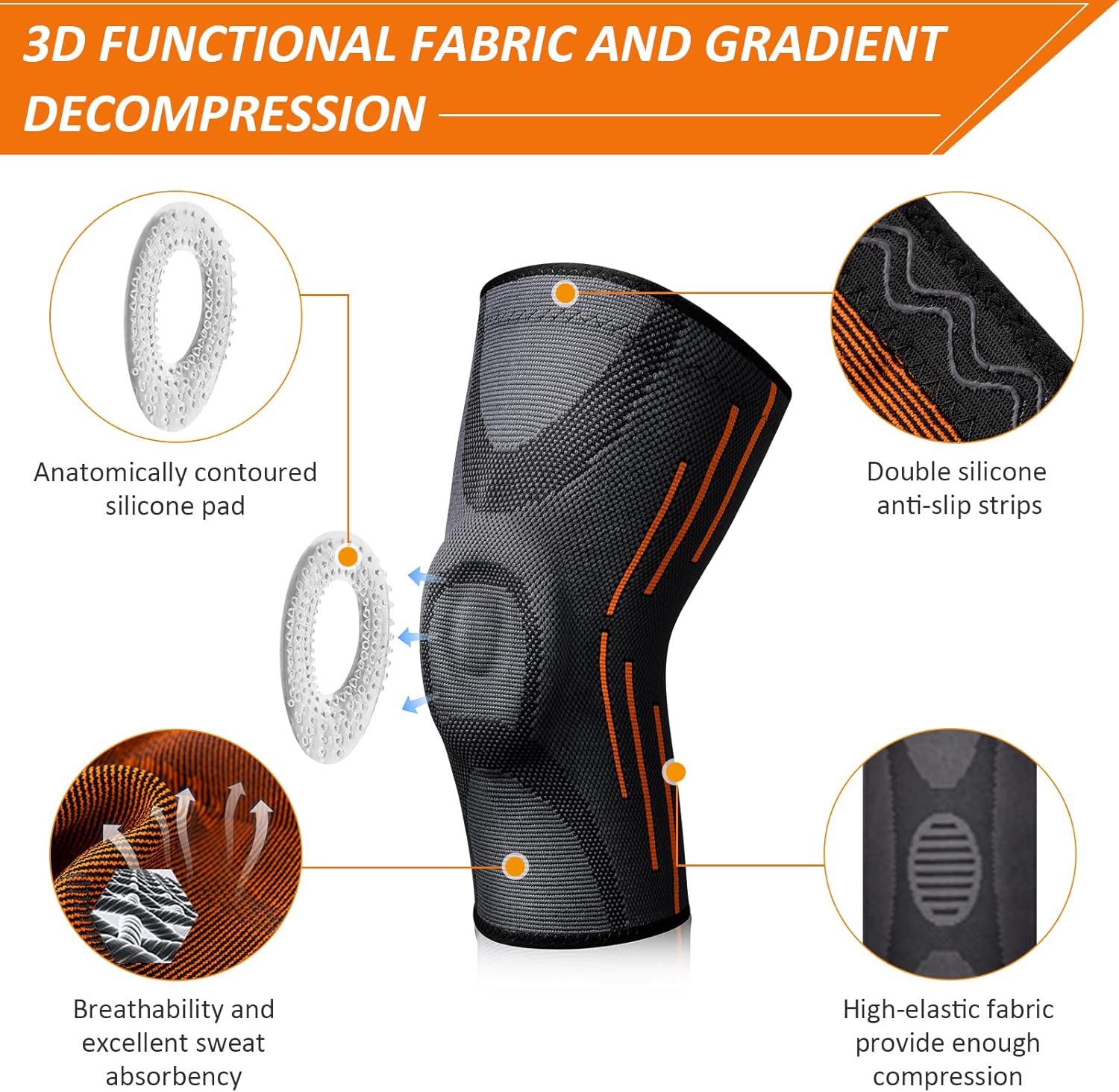 Detalle 1 de Knee compression sleeves L, 2 pack