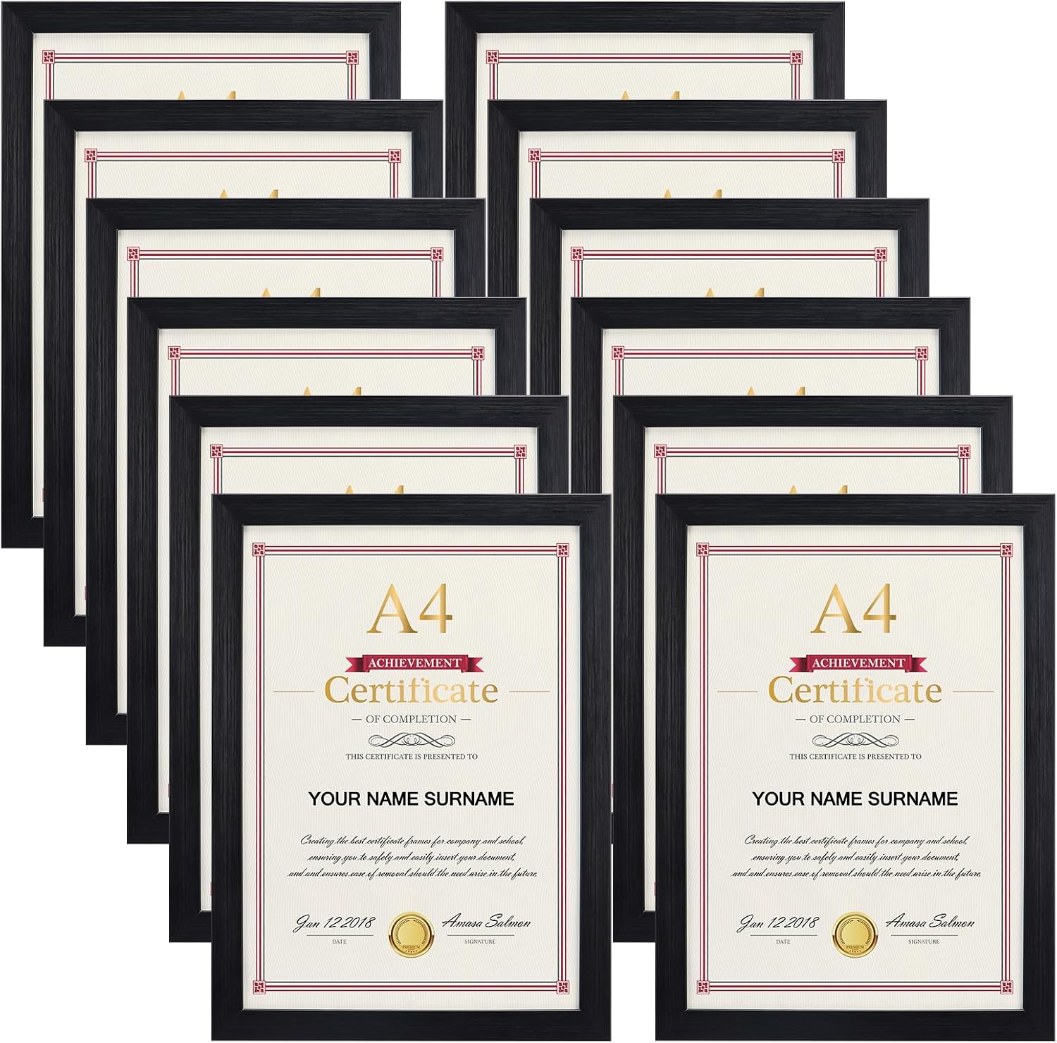 Detalle de Giftgarden 12 Pack A4 Black Photo Frames – versatile display for photos, certificates and artwork
