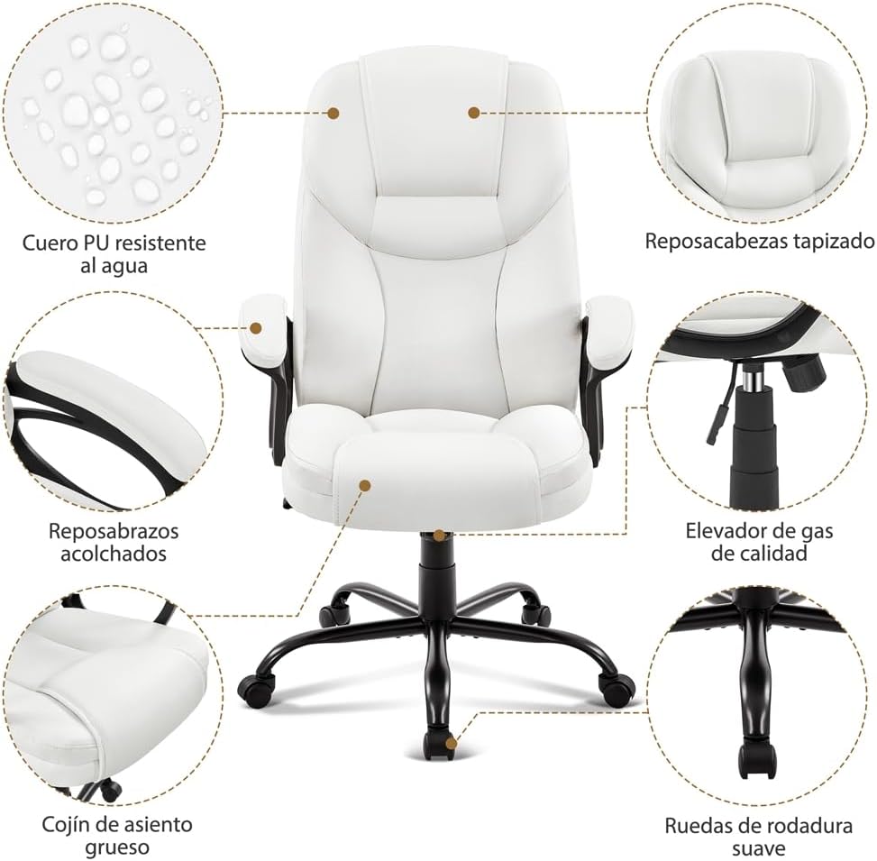 Thumbnail 3 de Yaheetech Silla Oficina Piel Sintética Ergonomica