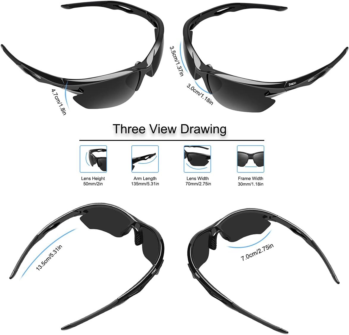Detalle 2 de BONDDI Fahrradbrille: Polareisierte Sportsonnenbrille mit unzerbrechlichem TR90-Rahmen