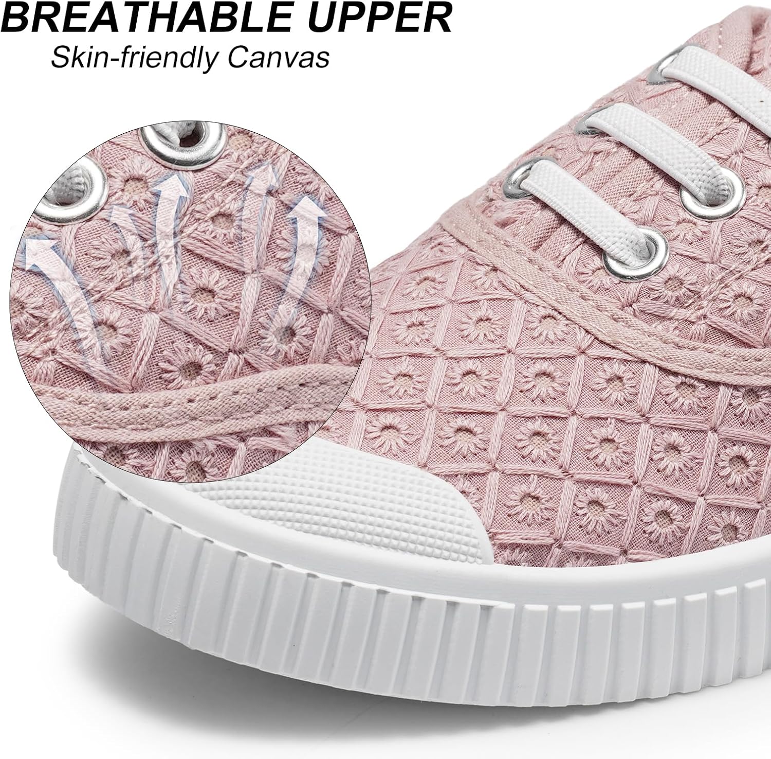 Detalle de Harvest Land Women's Canvas Shoes: Low Top Trainers for Everyday Wear