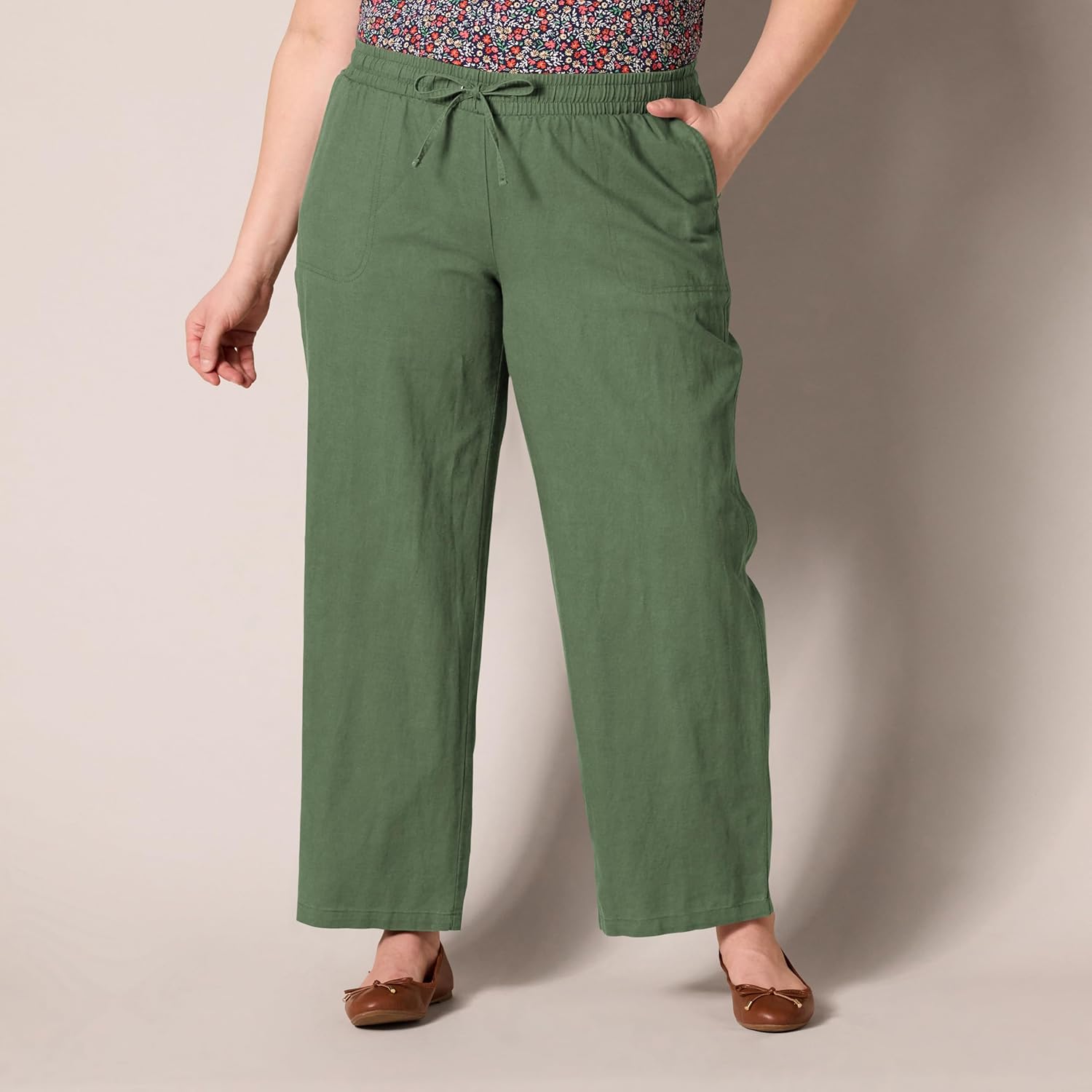 Thumbnail 5 de Amazon Essentials Damen Hose aus Leinengemisch mit Kordelzug – lockere Passform, weites Bein (Übergröße erhältlich)