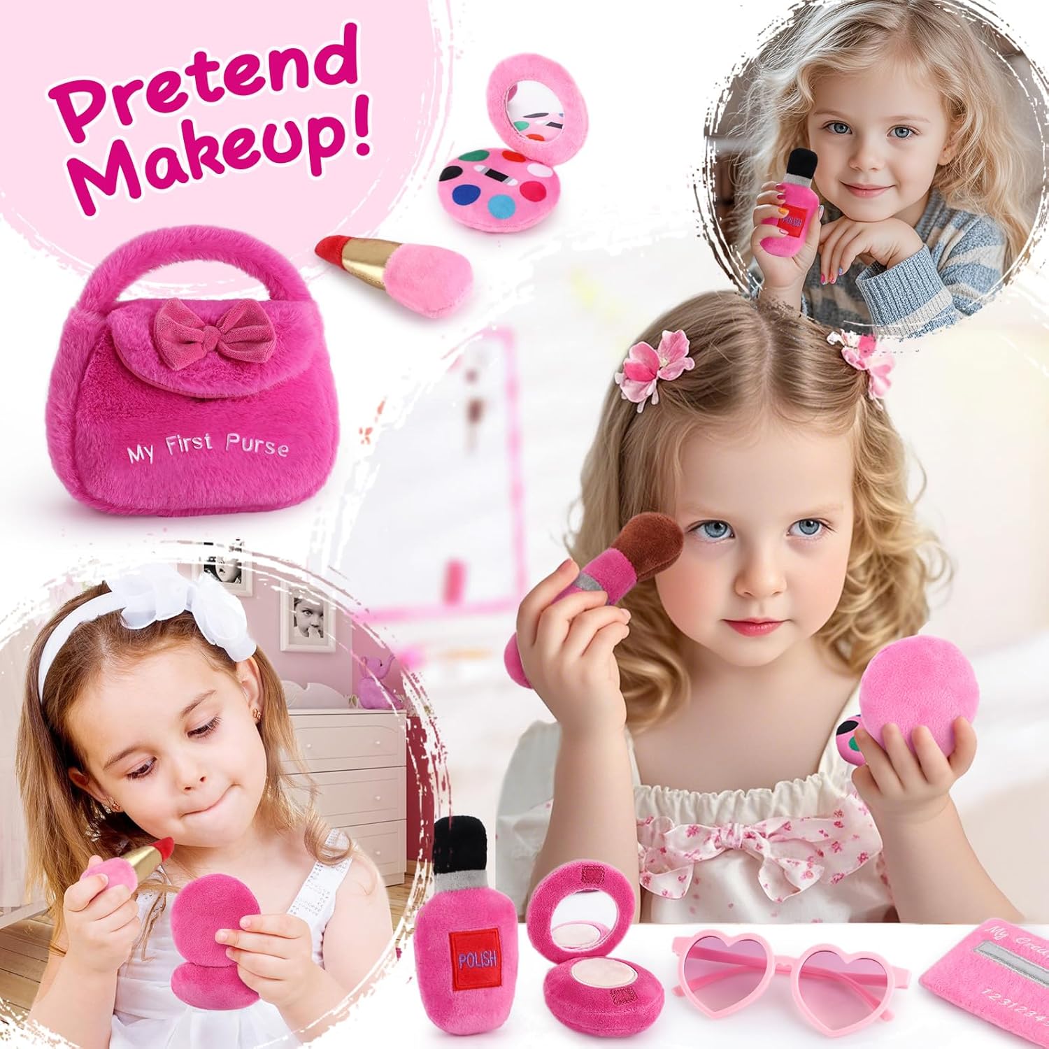 Thumbnail 3 de Toylink Geschenk Mädchen Handtaschen-Set (2–5 Jahre) mit Plüsch-Handtasche, Sound-Handy und Make-up-Zubehör – Rosa