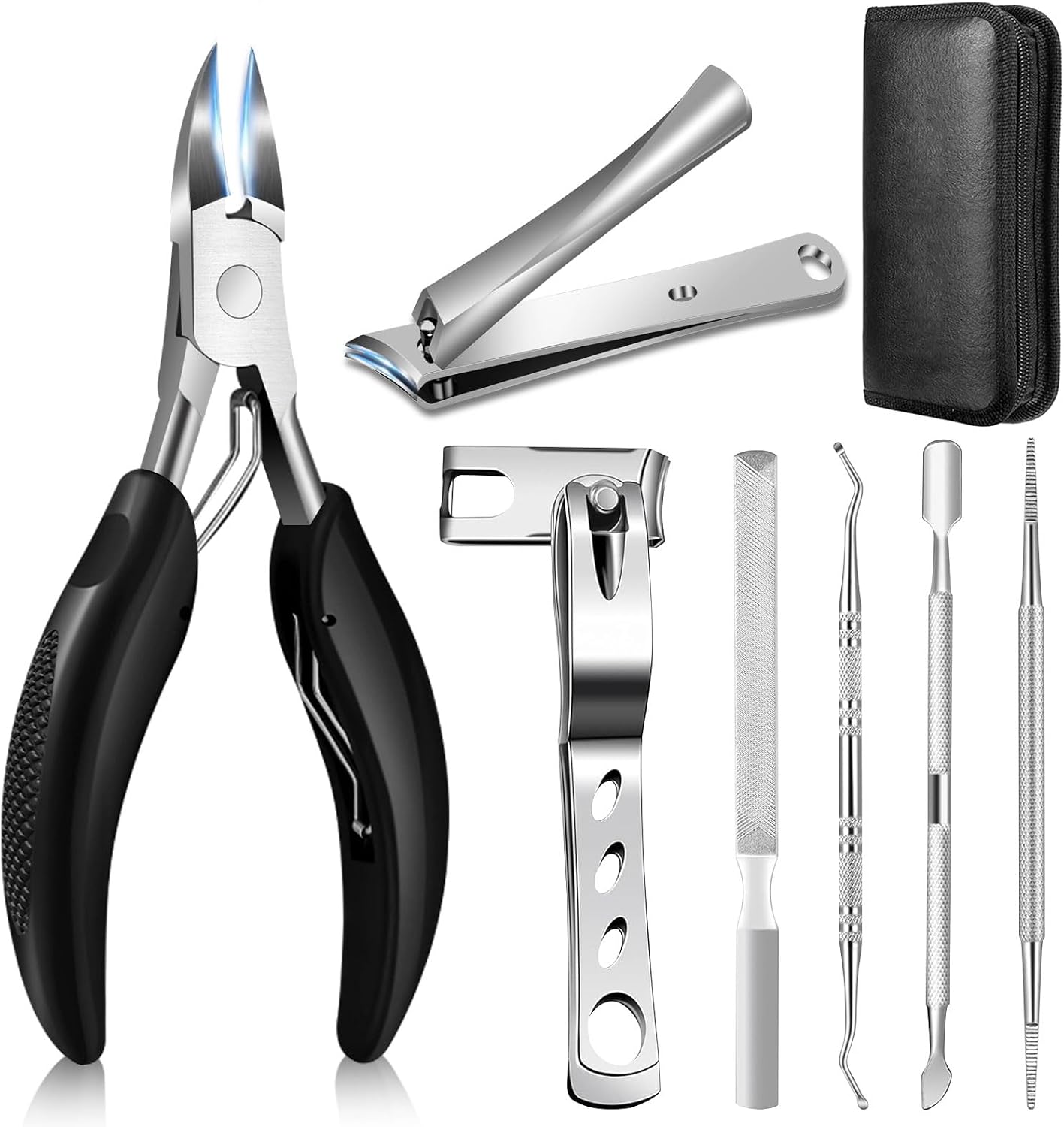 Detalle de Toenail Clippers for Thick Nails – 7-piece large pedicure set with 360° rotating clipper, ingrown tools and nail file