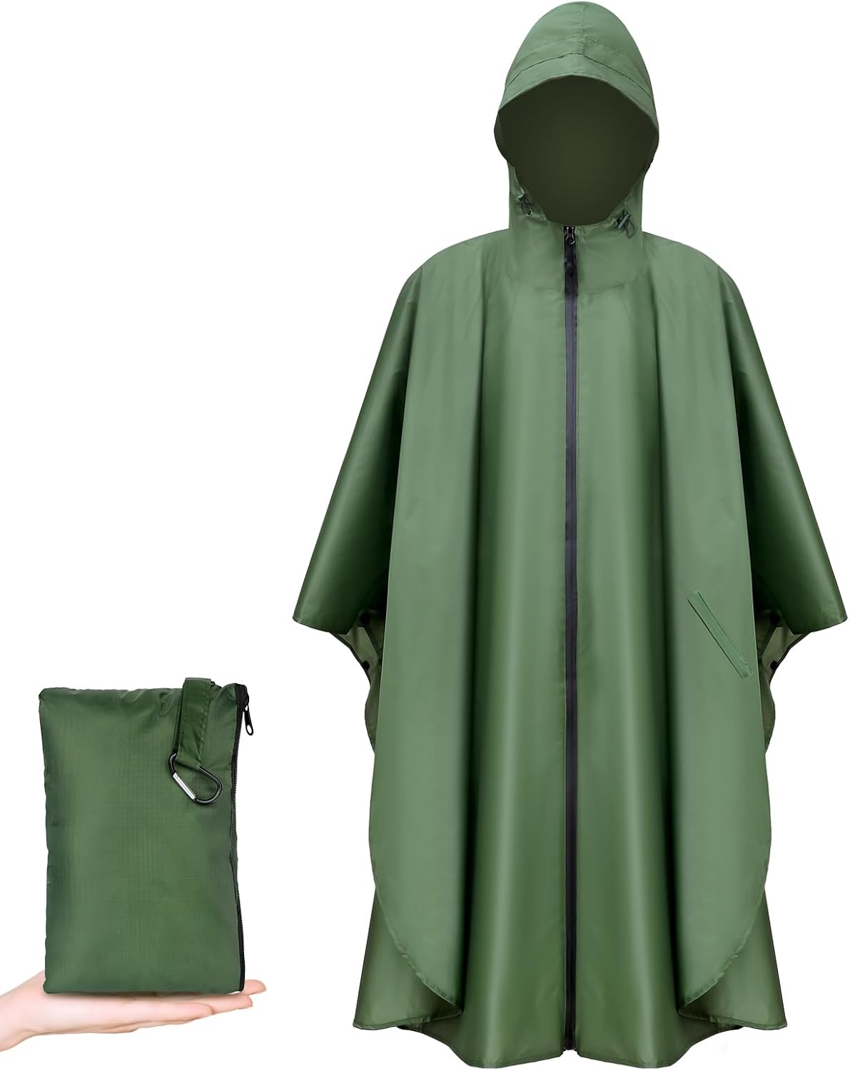 Detalle de Vicloon regenponcho voor volwassenen met capuchon en reflecterende strepen