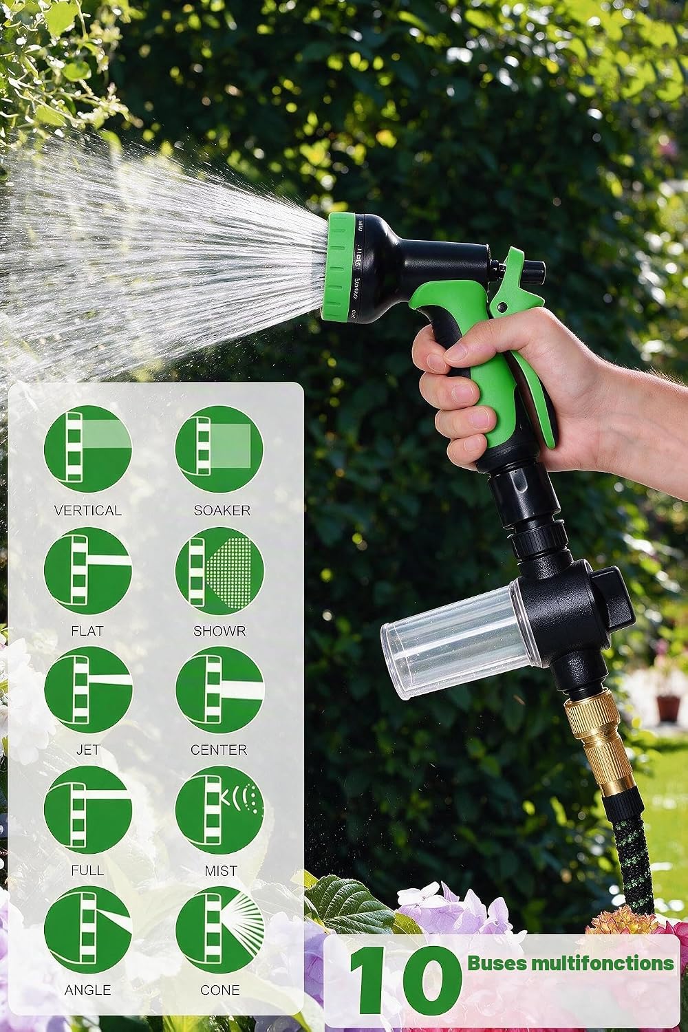 Detalle de SkyPanda G601-Hose + Spray gun (100ft) 30M-tuinslangset met 10 sproeistanden