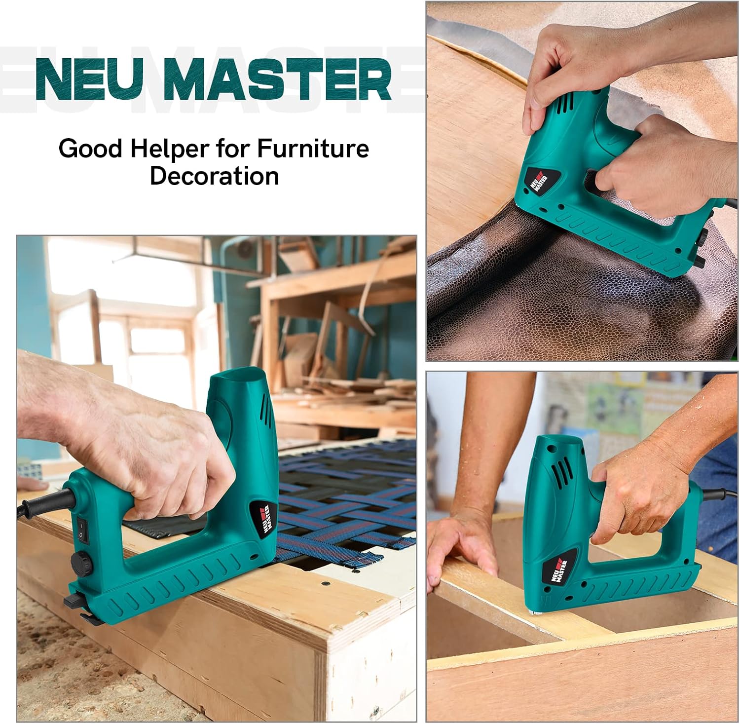 Detalle de NEU MASTER Electric Brad Nailer PLD6013: 2-in-1 Staple/Nail Gun for Basic Upholstery and Home Improvement