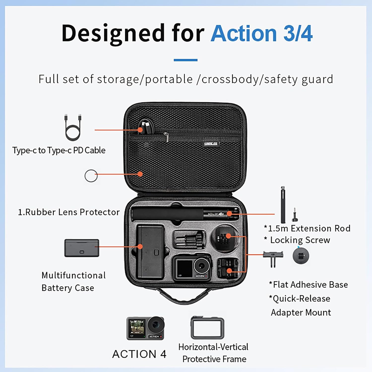 Detalle de xocome Tragetasche für DJI Osmo Action 5 (kompatibel mit Action 4/3) – PU-Leder Umhängetasche inkl. Schultergurt