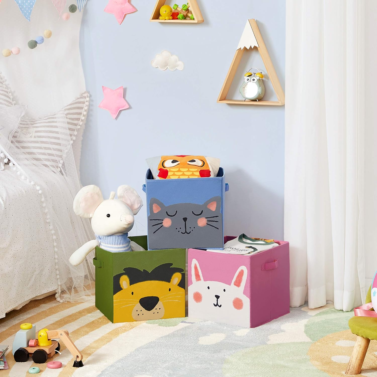 Detalle 2 de SONGMICS Boîte à jouets lot de 3 30 x 30 x 30 cm