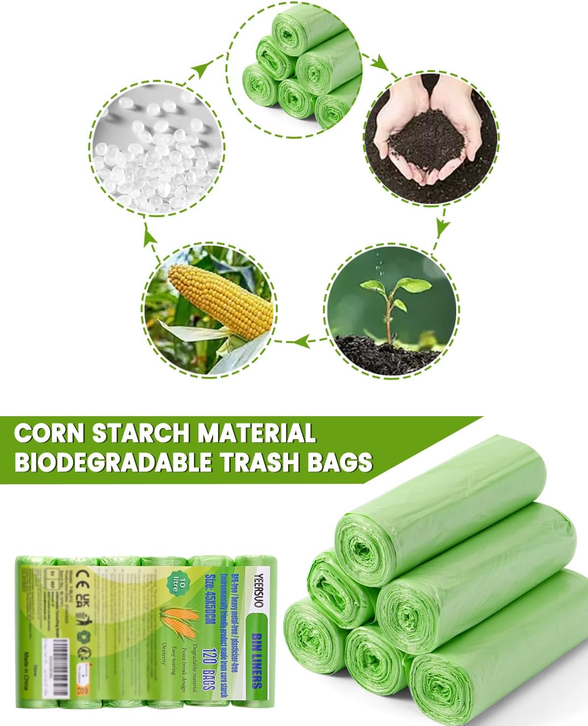 Thumbnail 3 de YEERSUO Bin Bags Liner 120 PCS 10 L