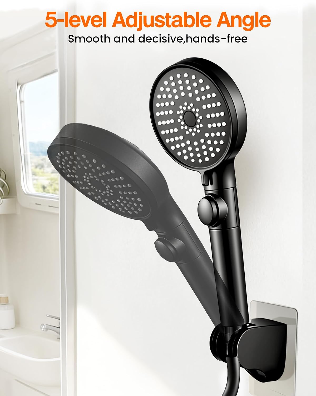 Detalle de ECOHARV EARV01 RV Handheld Shower Head, 5 Modes, Matte Black