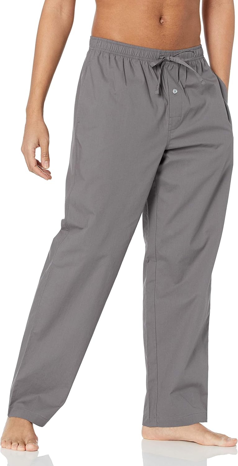 Detalle de Amazon Essentials Men's Cotton Poplin Straight-fit Pajama Pants with Drawstring Elastic Waist
