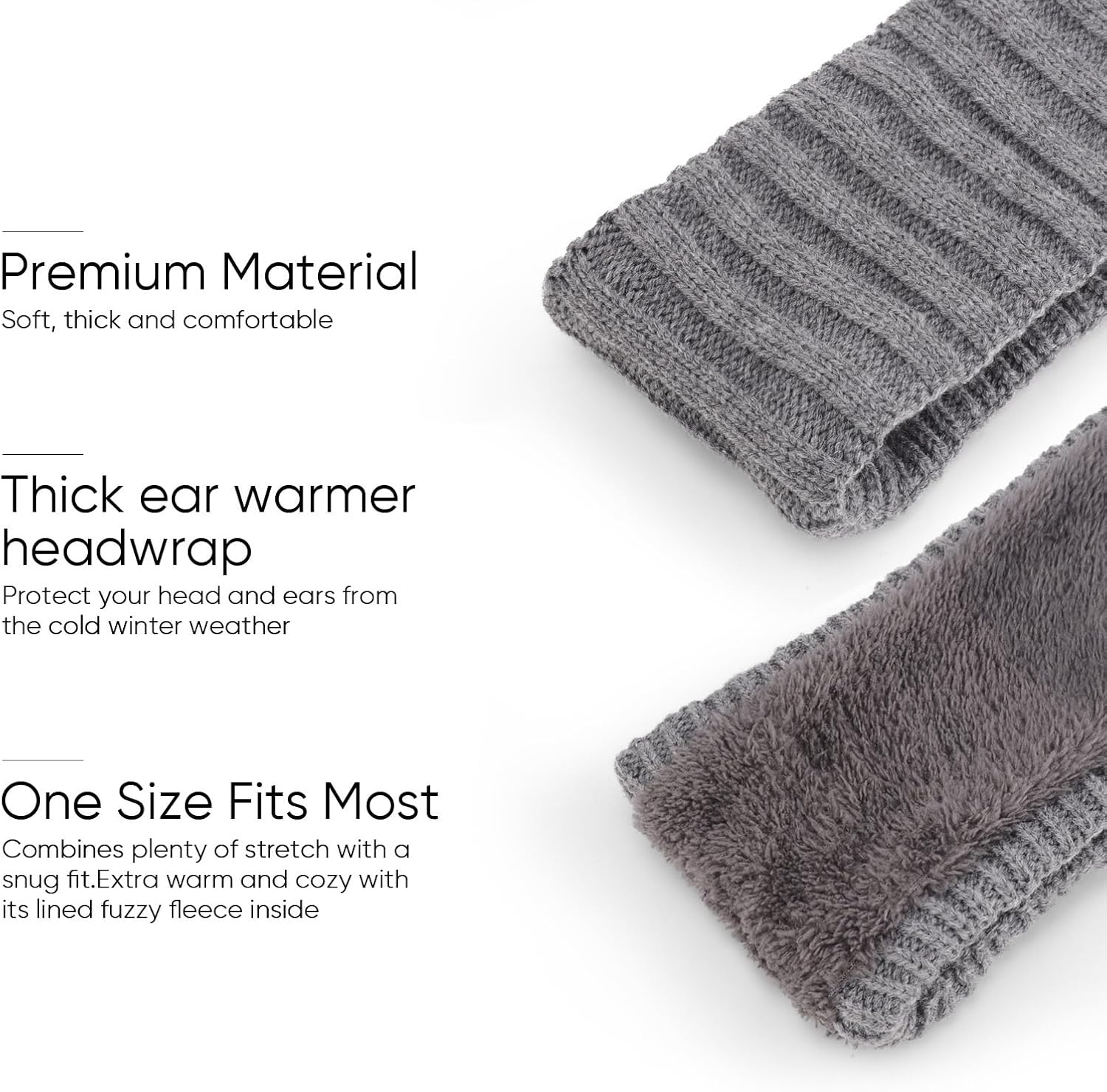 Thumbnail 1 de DRESHOW Bandeau tricoté chaud pour femmes — doublure polaire, 2 pièces