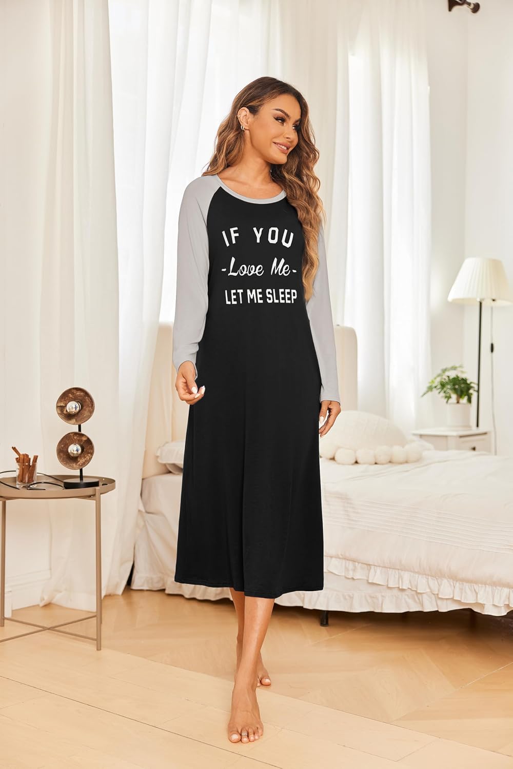 Detalle 2 de Ekouaer Camicia da Notte Donna Manica Lunga S-XXL
