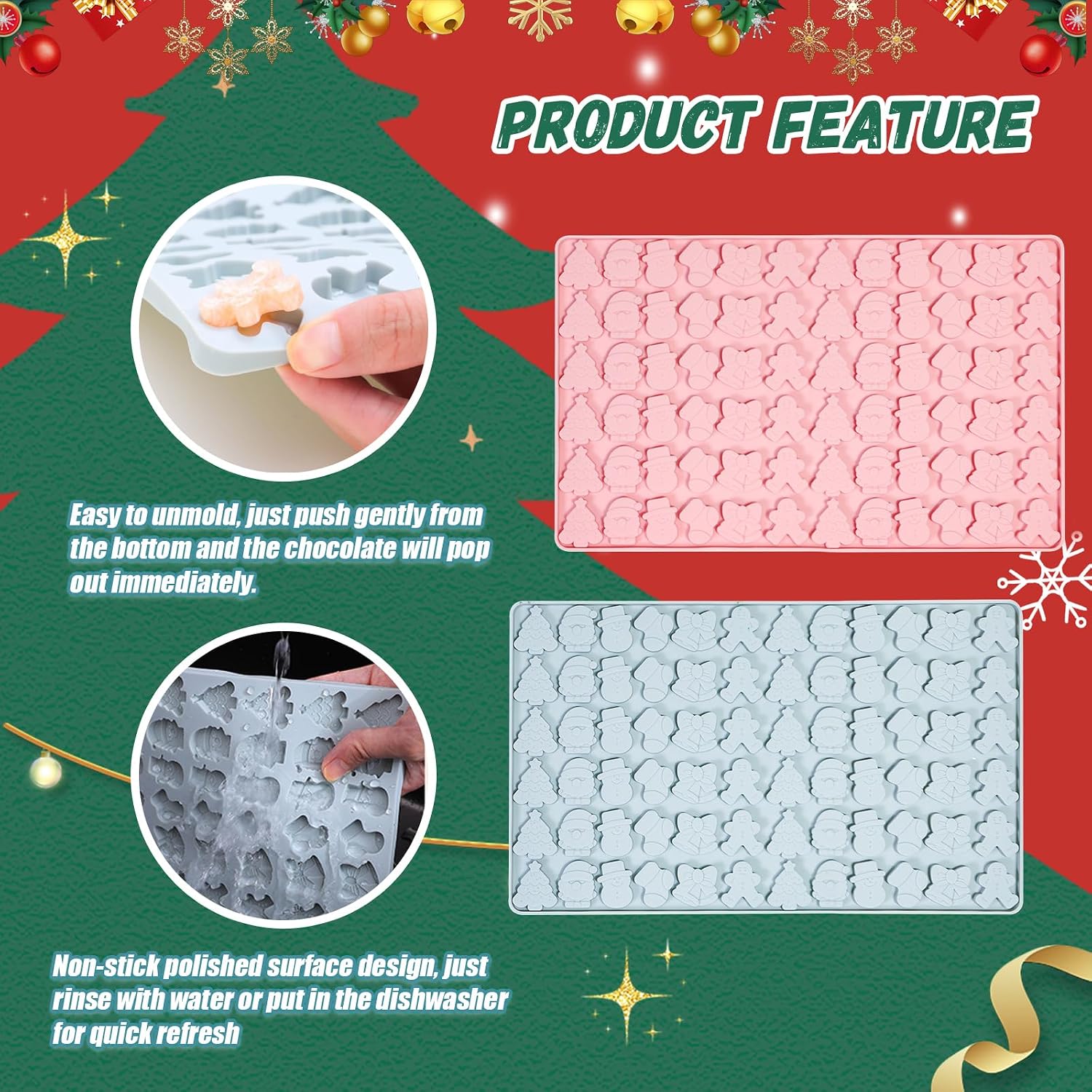 Detalle de LUBOXIN Christmas Silicone Mould 72 cavities