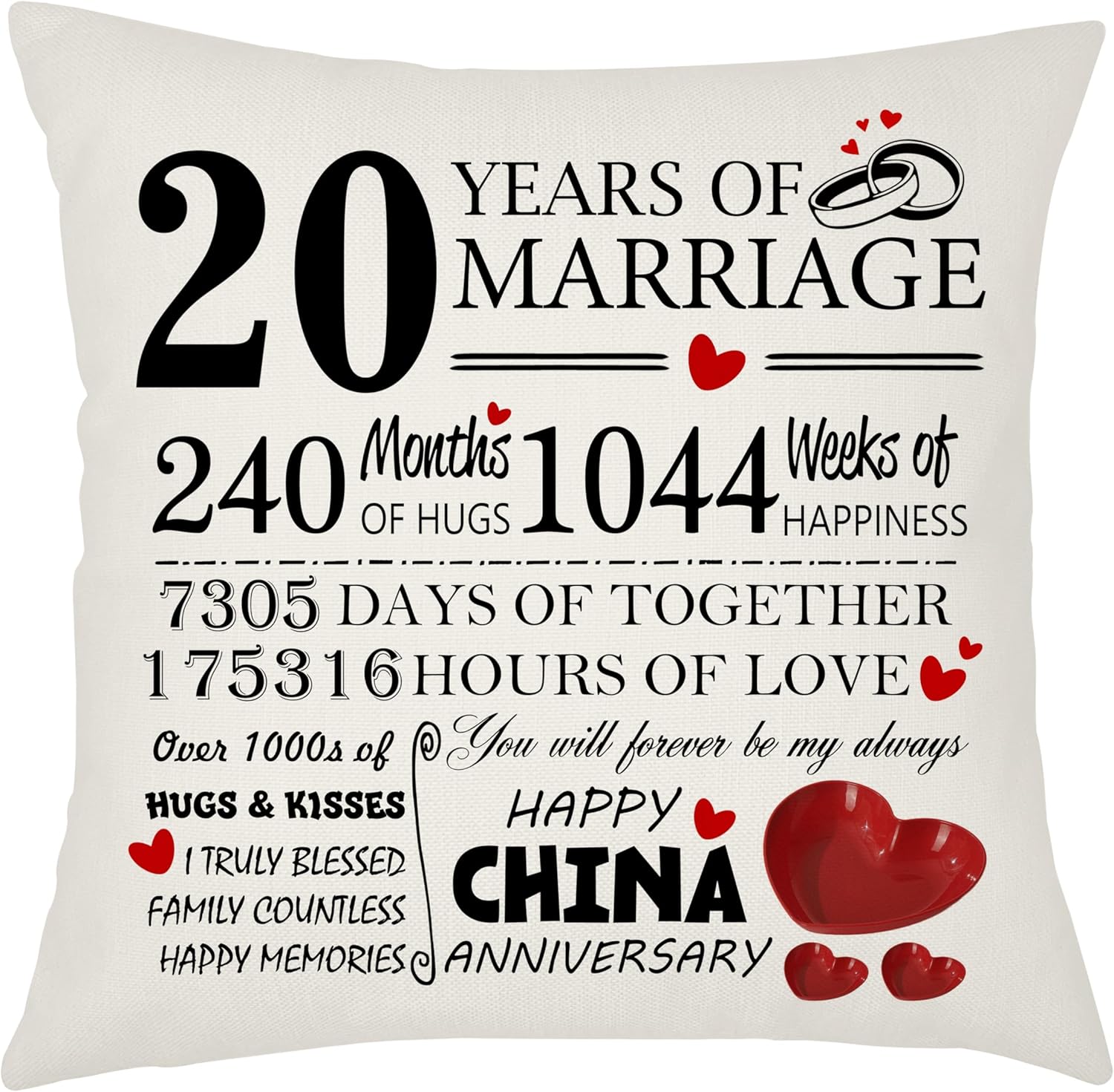 Thumbnail 4 de Weosan 5th Wedding Anniversary Wood Cushion Cover, 45x45cm (Pillow Case) – Keepsake Gift for Wife or Husband