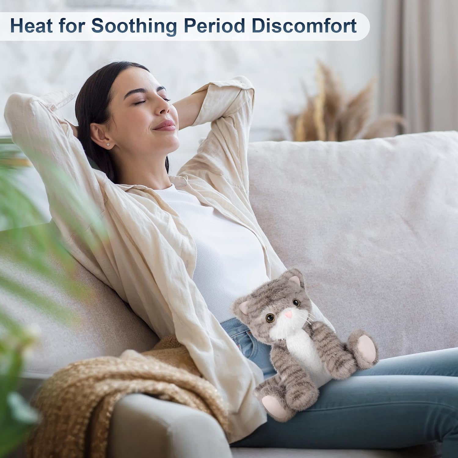 Detalle de SuzziPals Heatable & Coolable Grey Cat Stuffed Animal