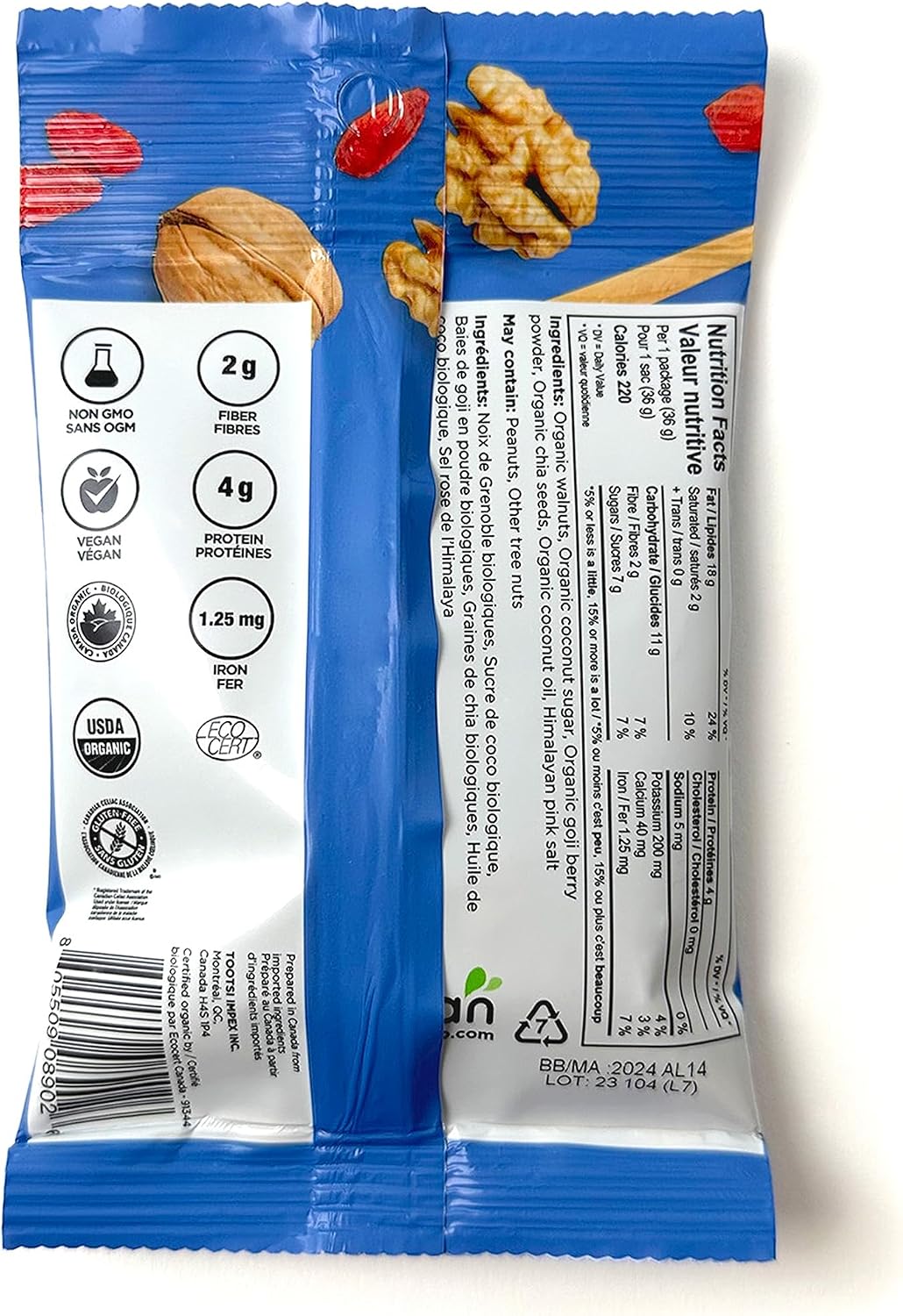 Detalle 2 de Elan chia and walnut snack, 36 g