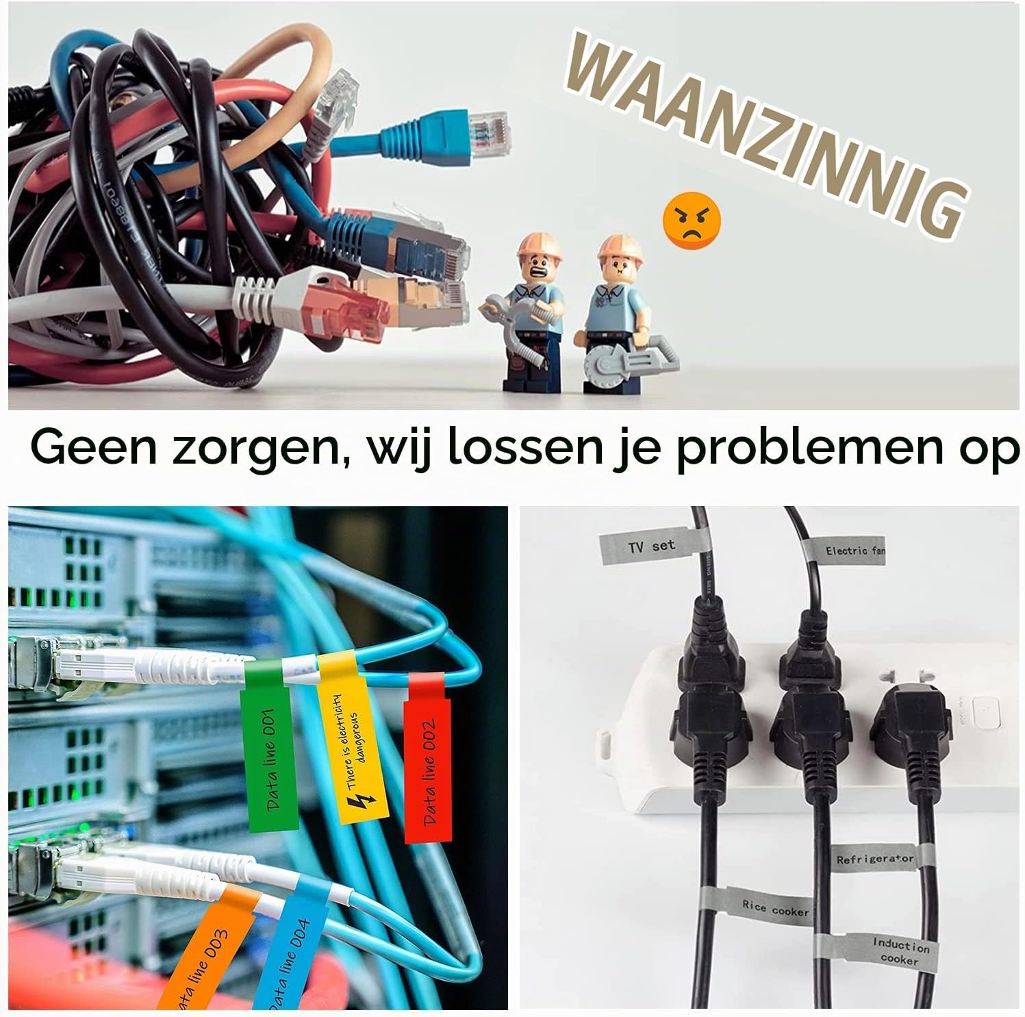 Detalle de ZhenSFlourish kabellabels, 300 zelfklevende etiketten in 10 kleuren