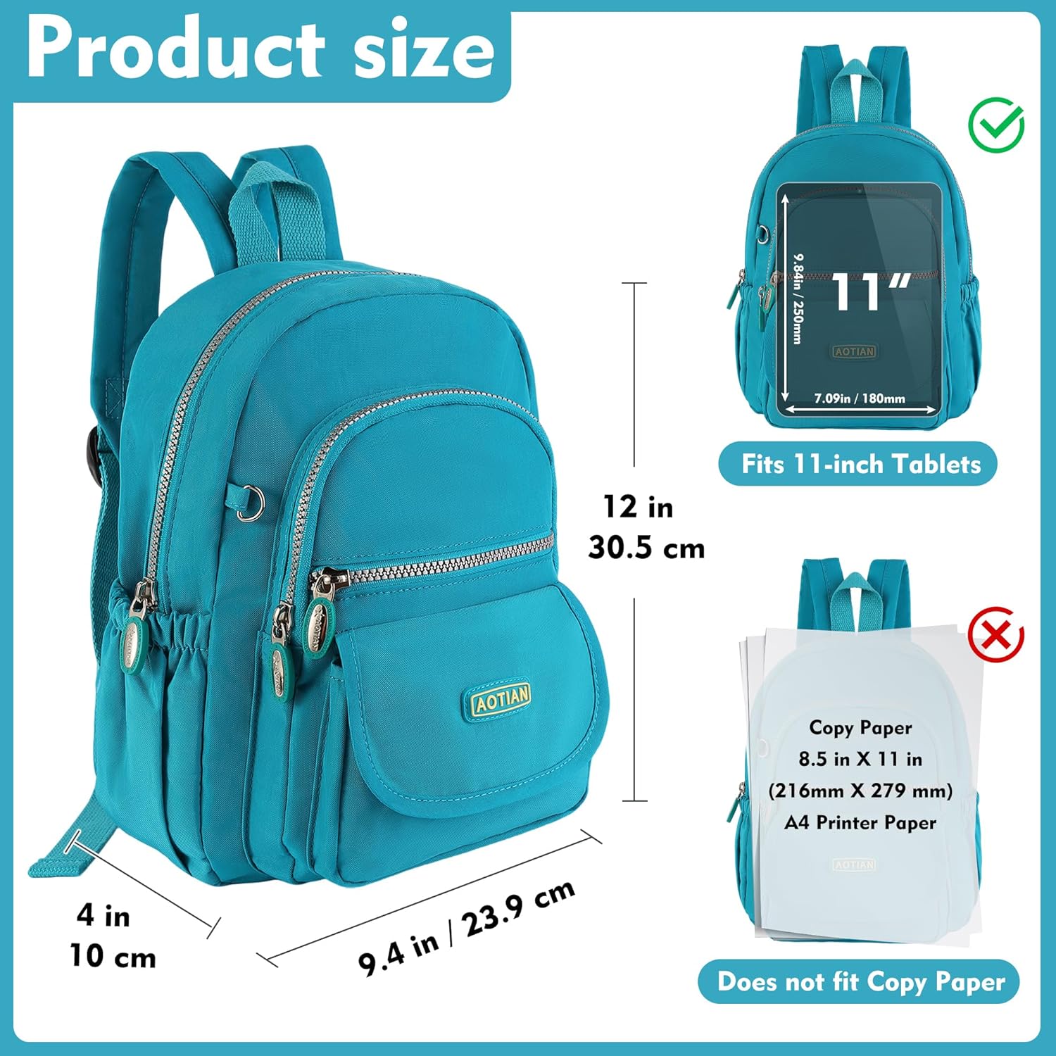Detalle de AOTIAN Mini Rucksack: Leichtgewichtiger Daypack 7 Liter für Mädchen und Damen