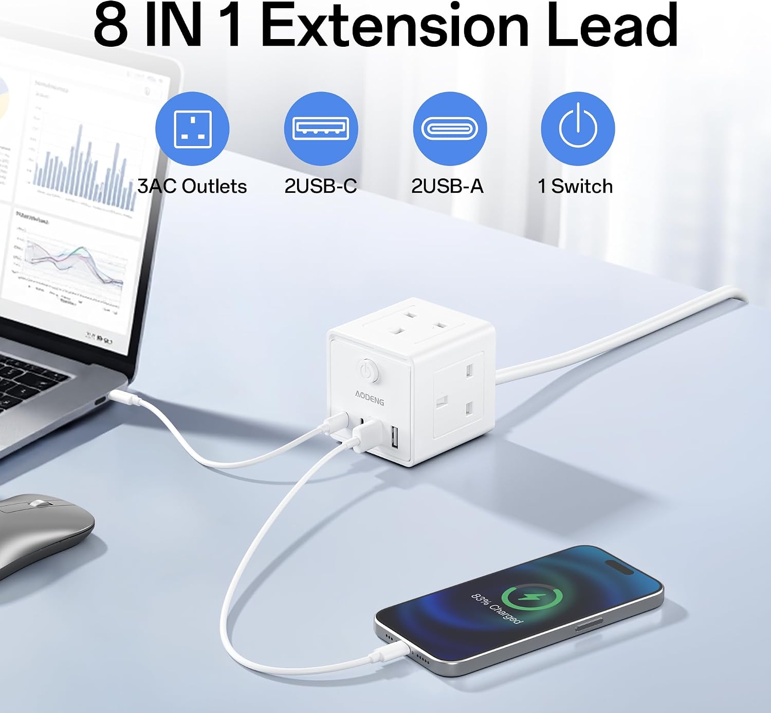 Detalle 2 de Extension Lead 4 USB slots 1.5M