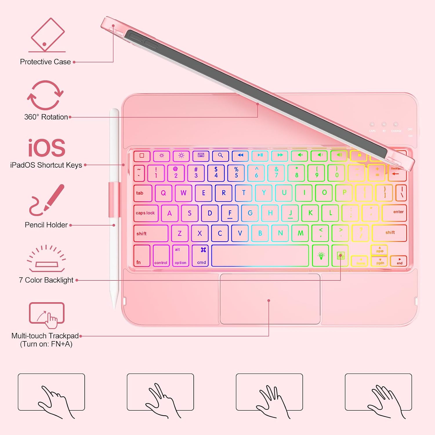 Detalle 2 de MMK Keyboard Case for iPad A16 11th Gen 11in, backlit keyboard