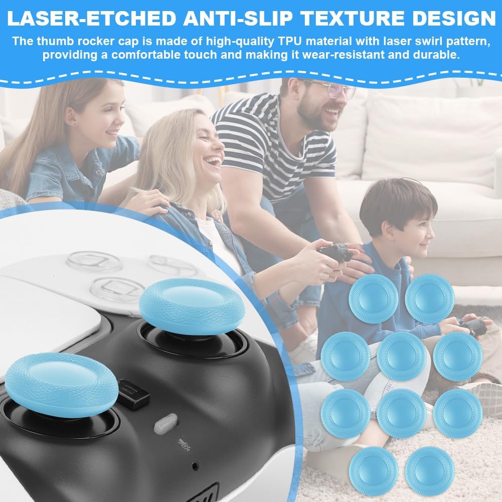 Thumbnail 3 de AYESY Thumb Grip Joystick Caps for PS5/PS4 Controller – 10-Pack, Wear-Resistant, Non-Slip, Blue