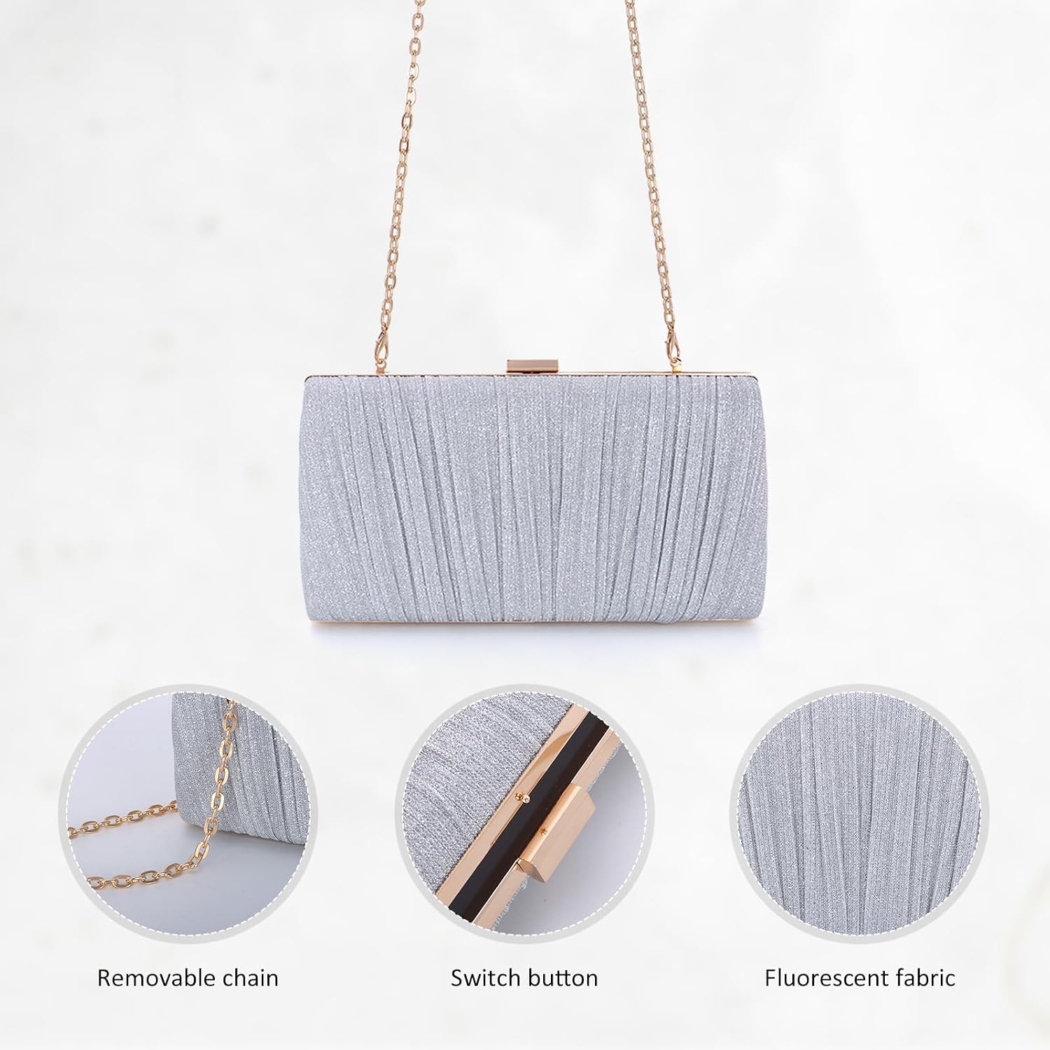 Thumbnail 4 de Fecialy Pleated Satin Evening Clutch