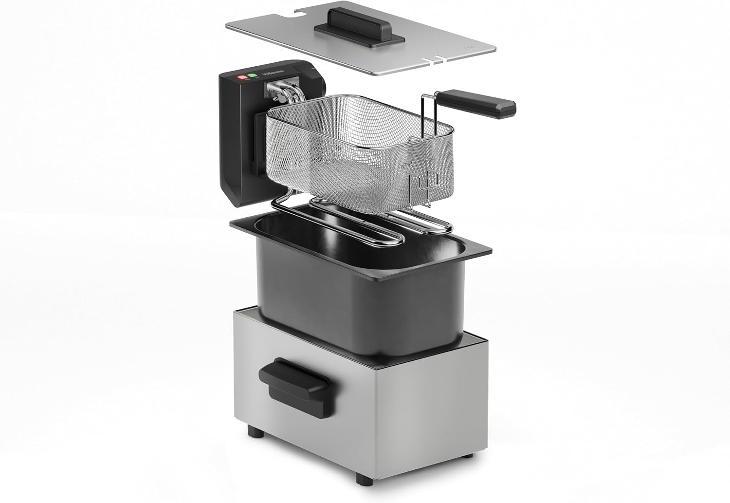 Detalle 2 de Tristar Edelstahl-Fritteuse FR-9326 – 3 L, Temperaturregelung bis 190 °C, Kaltzone, spülmaschinenfeste Teile