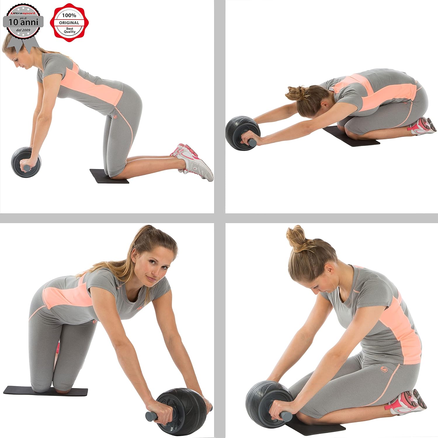 Detalle de Ultrasport Premium Ab Trainer AB: ruota per addominali con supporto per le ginocchia