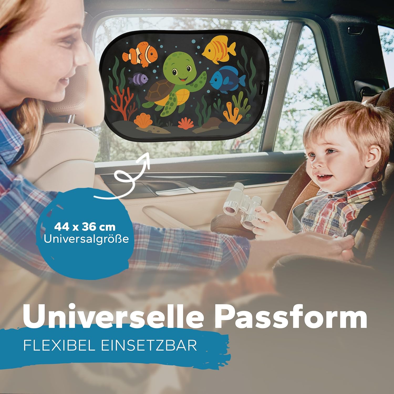 Thumbnail 6 de Fluffy's World Sonnenschutz Auto Baby & Kinder – zertifizierter UPF50+ Schutz (GSM105+ Nylon), Seitenscheibenblende