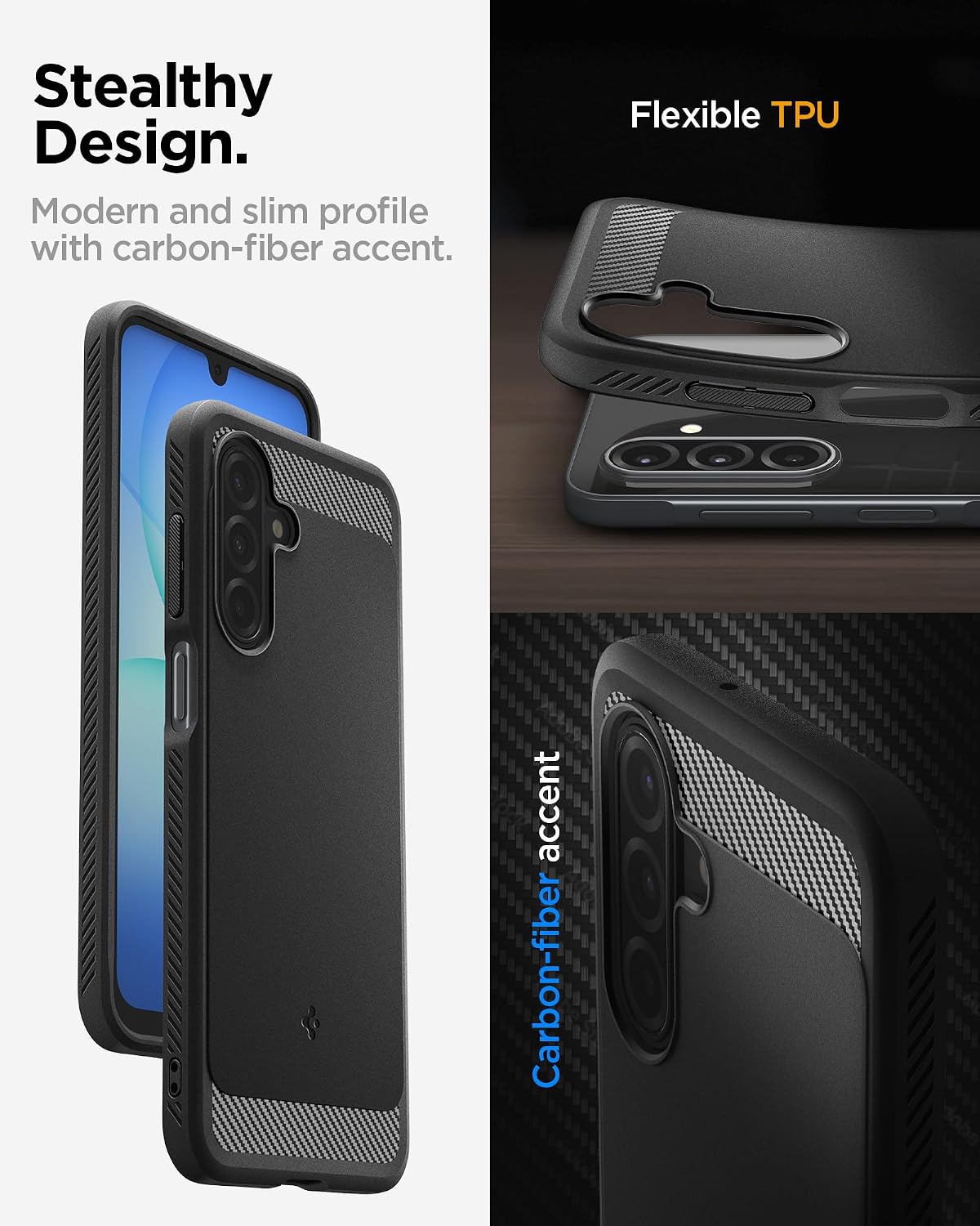 Detalle 2 de Spigen Rugged Armor : coque compatible Samsung Galaxy A17 (LTE / 5G) en noir mat