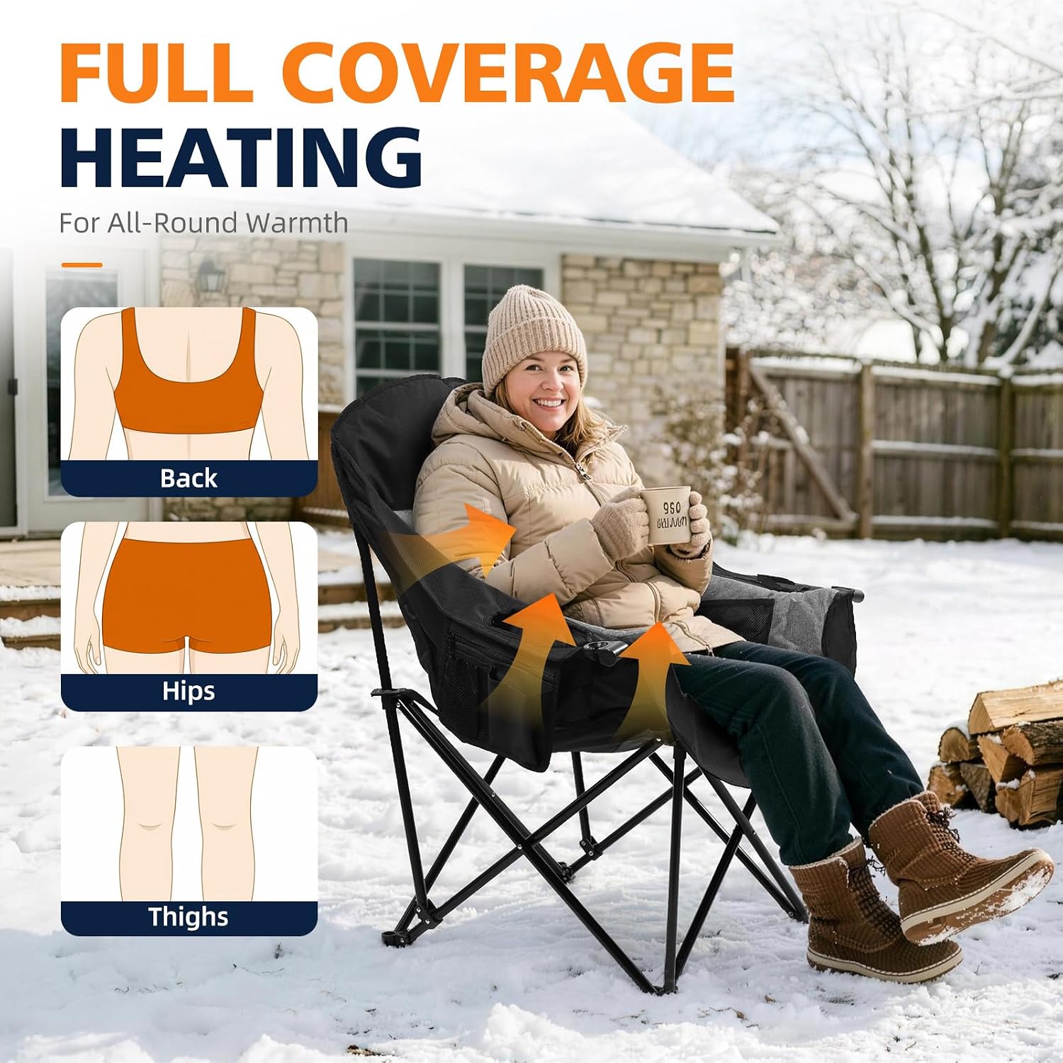 Detalle 2 de DasEpic Heated Camping Chair, 500-lb Capacity