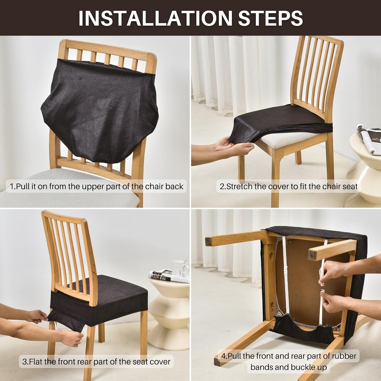 Detalle 2 de SearchI Stretch Dining Chair Seat Covers 6-pack