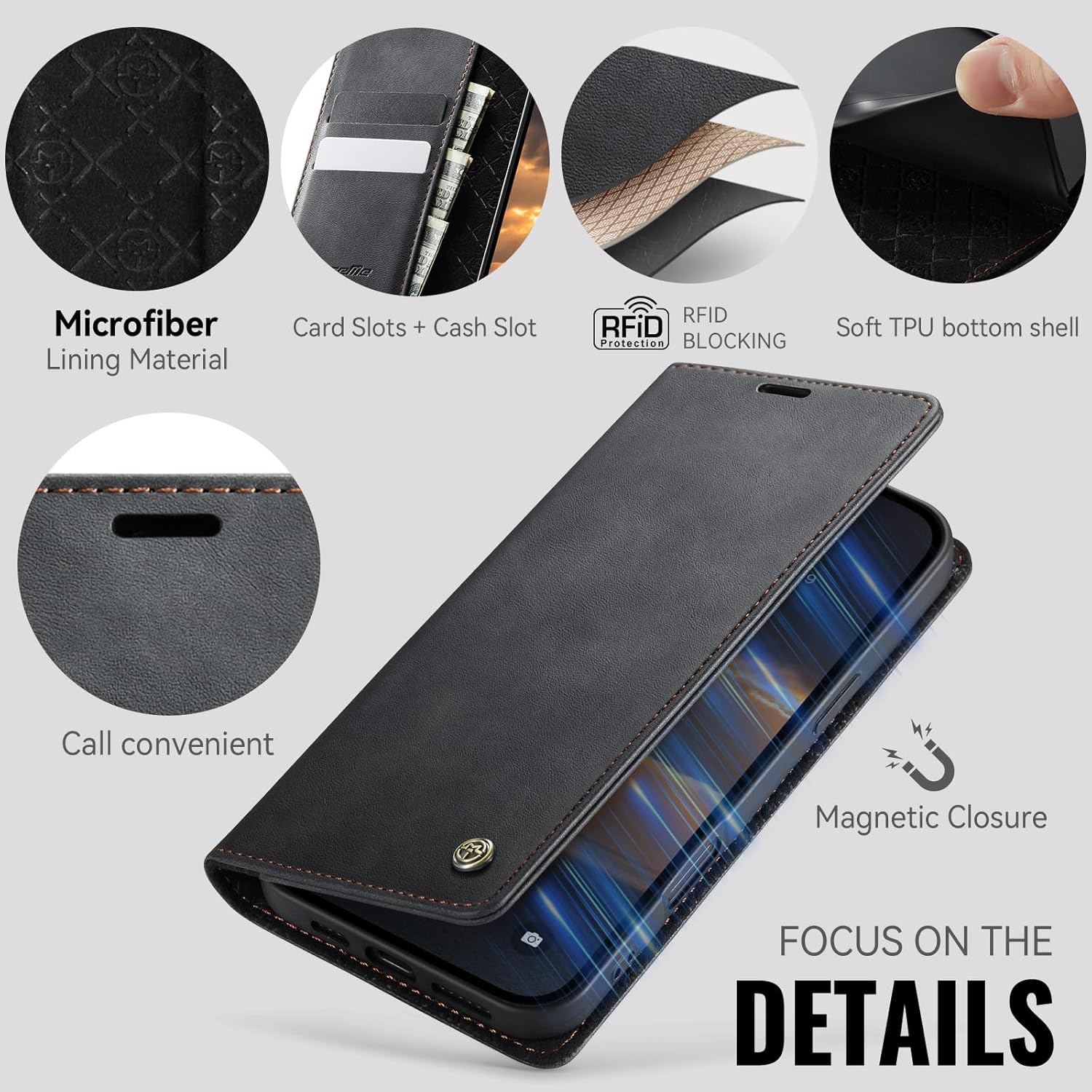 Thumbnail 4 de owlhold Handyhülle iPhone 17 – Klapphülle Premium PU Leder mit RFID-Schutz, Kartenfach, Geldtasche und Standfunktion