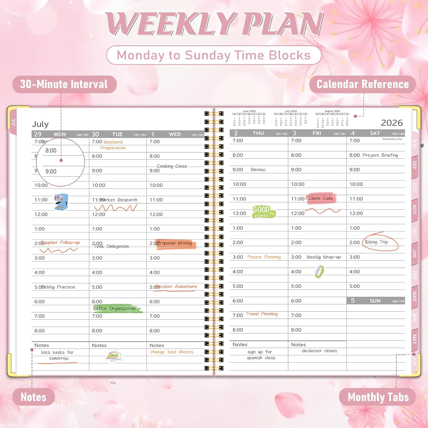 Detalle de Homlive 2026-2027 Appointment Planner, 30-Minute Slots, Pink, 6.3" x 8.6