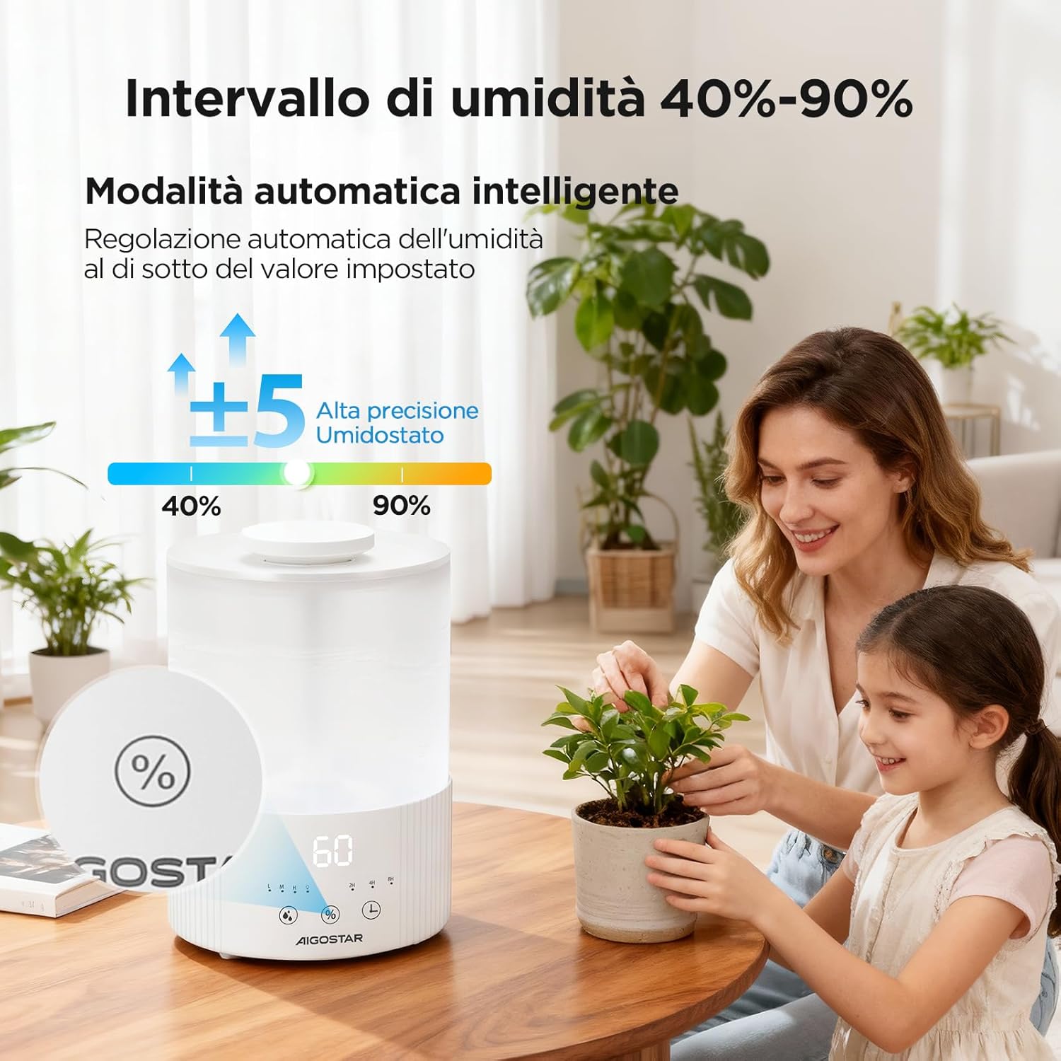 Thumbnail 3 de Aigostar Umidificatore Bambini 2,5L ultrasuoni con 28 dB, timer 8h e 7 luci notturne