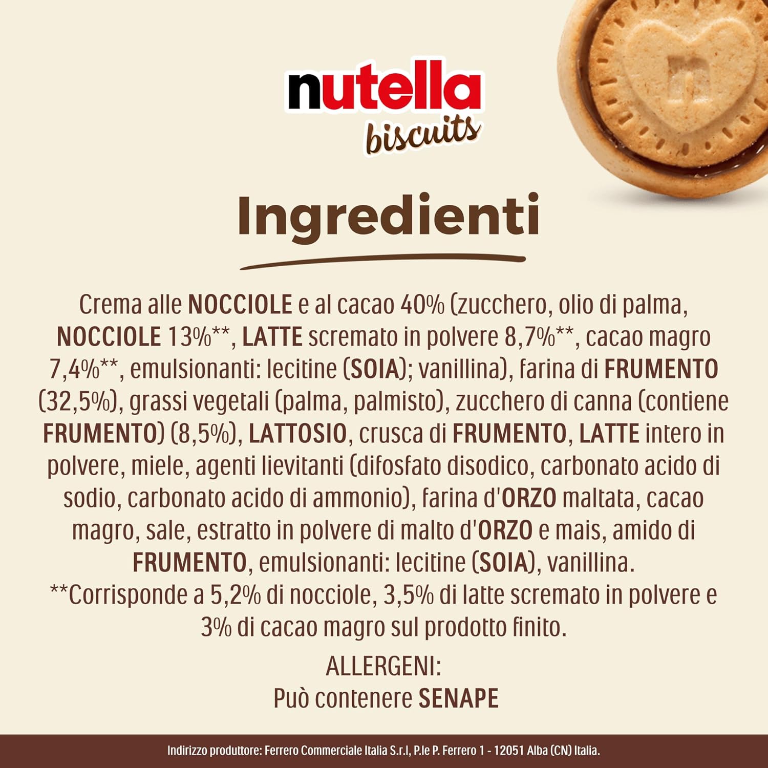 Detalle de Nutella Biscuits: 84 biscotti croccanti con cuore cremoso di Nutella in confezioni monoporzione