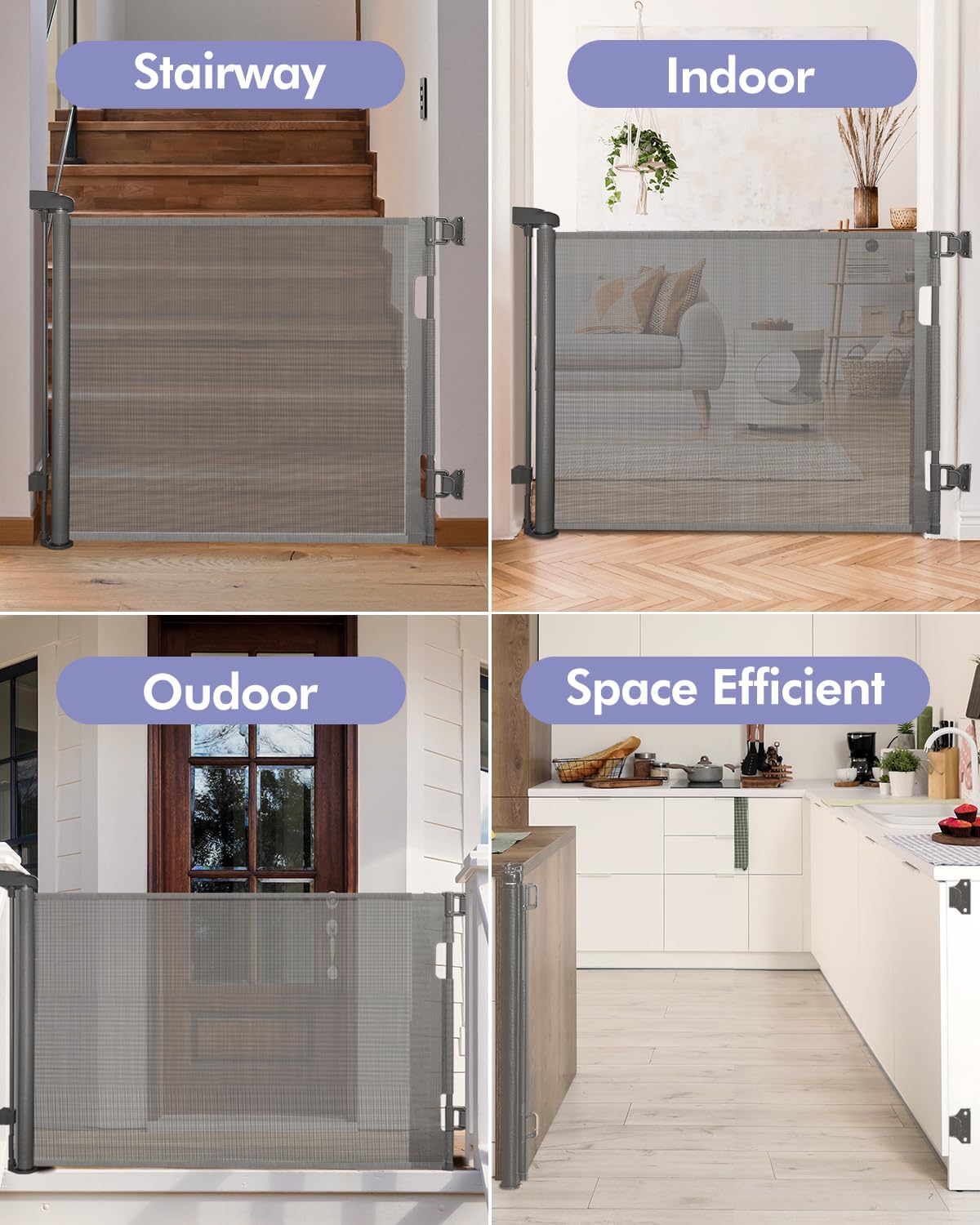 Thumbnail 5 de Lexixi ibao Retractable Mesh Baby & Dog Gate (86cm tall) – extends up to 180cm wide