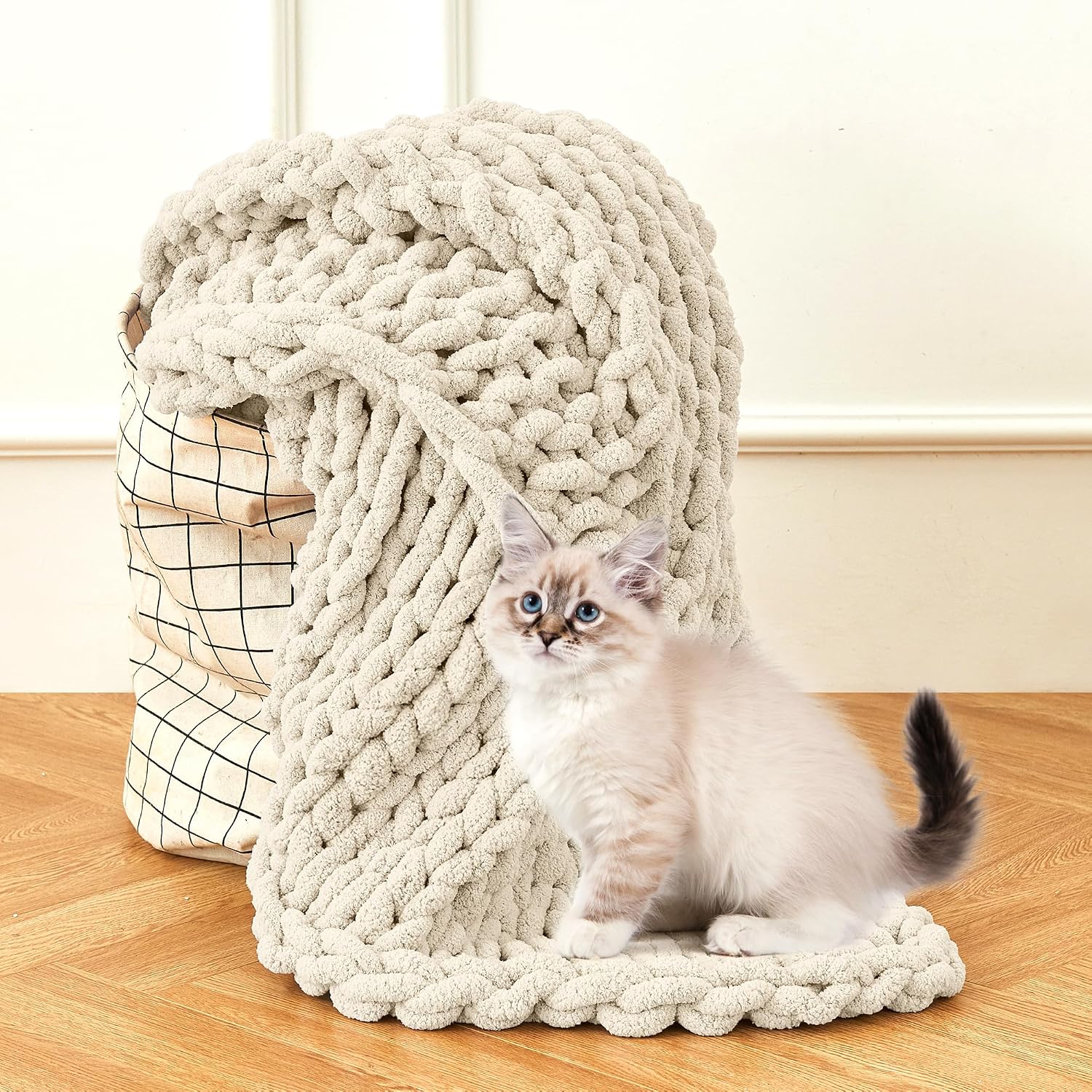 Thumbnail 6 de Admitrack Chunky Knit Throw 51" x 63" 🛋