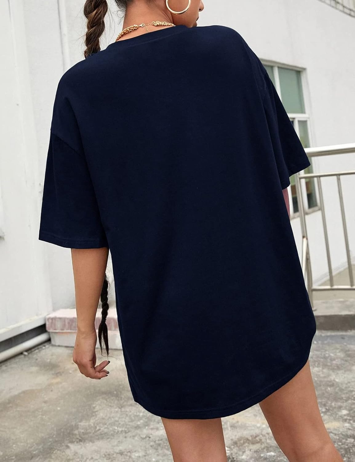 Detalle 2 de Niwicee Damen T-Shirt Lose Rundhals Kurzarm aus 100% Baumwolle – Casual Tops für Sommer
