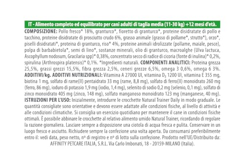 Detalle 2 de Natural Trainer Medium – Cibo per Cani Adulti con Prosciutto Crudo, 12 kg (Trainer)