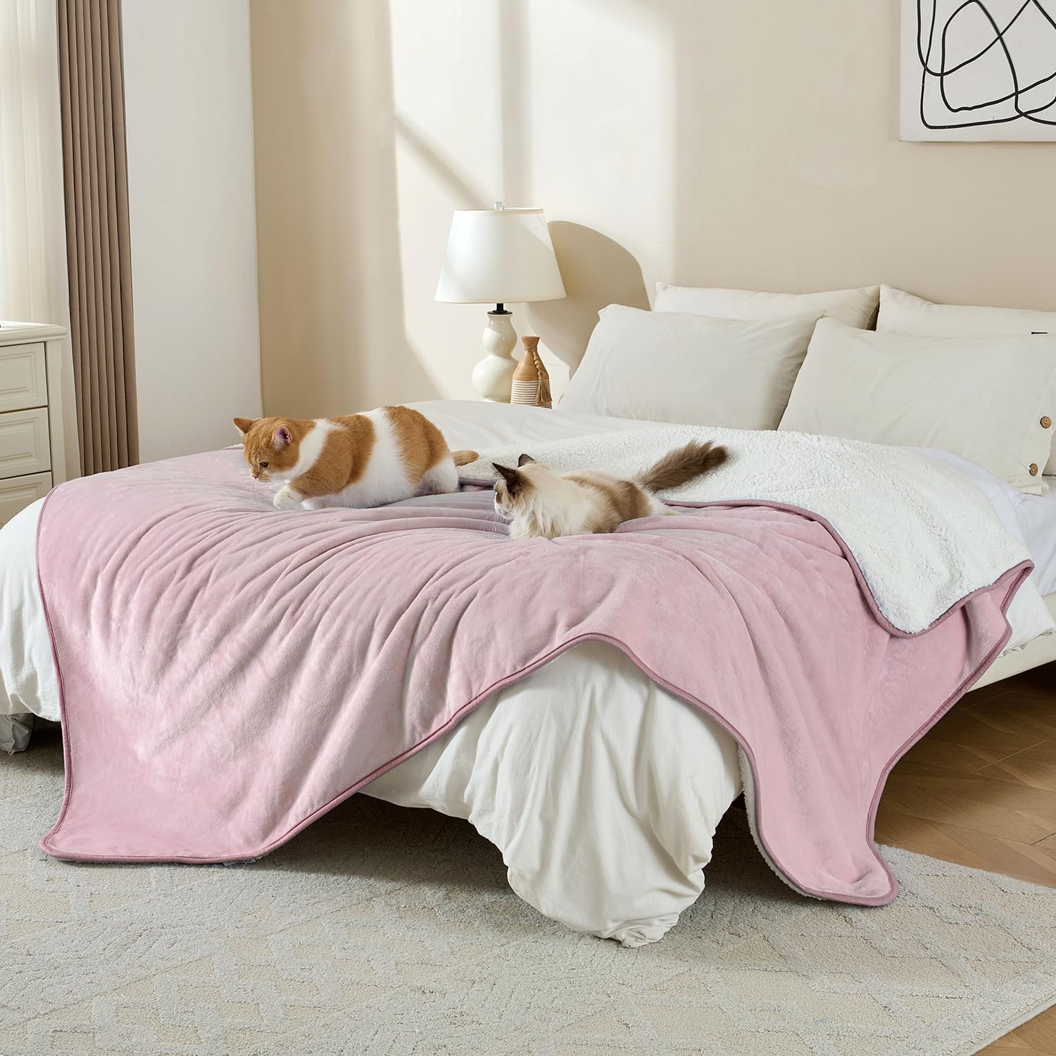 Detalle 2 de Yaning Waterproof Blanket 152x203 cm Dusty Pink